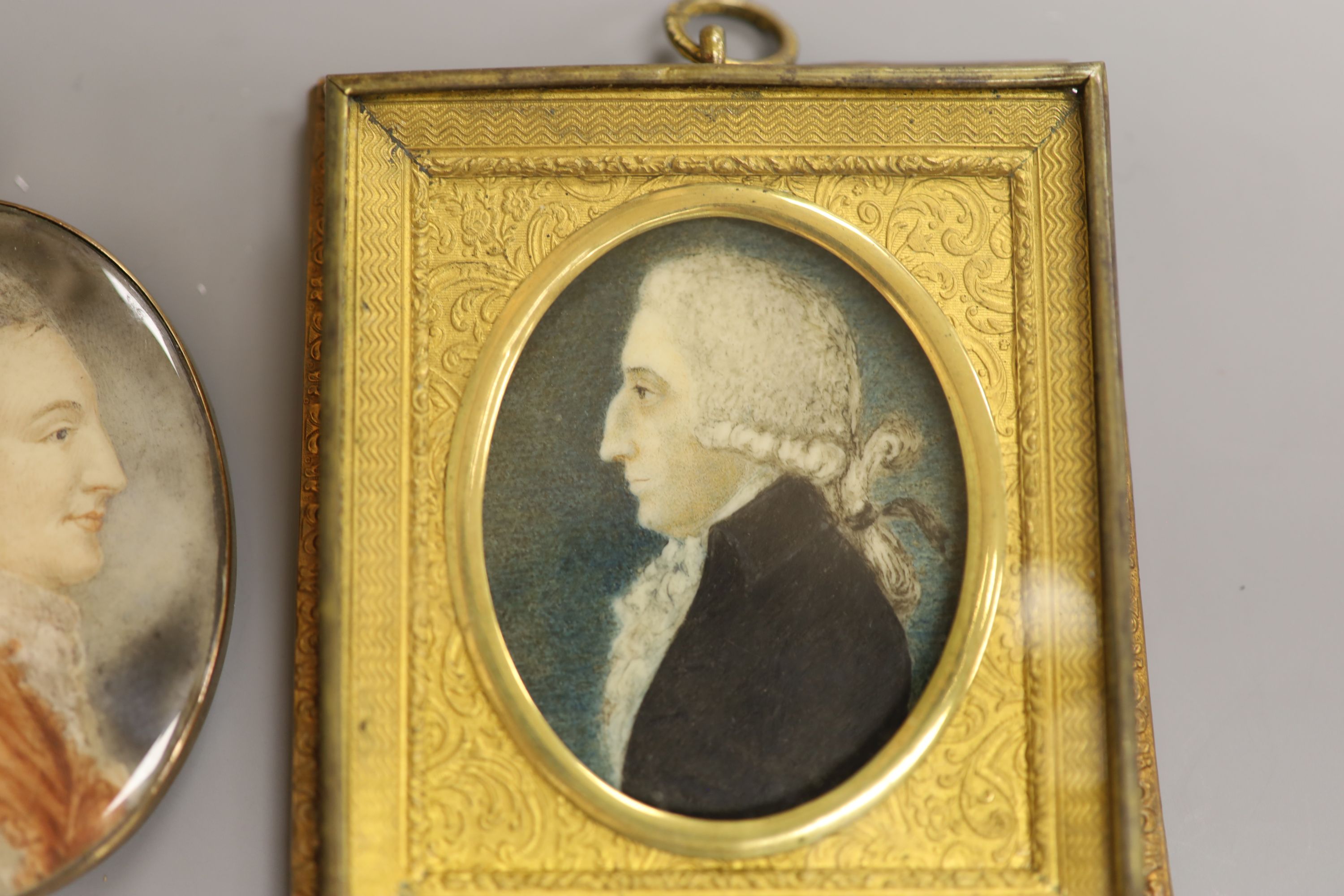 Two 19th century portrait miniature and spare mount